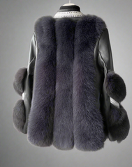 belted faux fur jacket with embellished trim - Feywetr