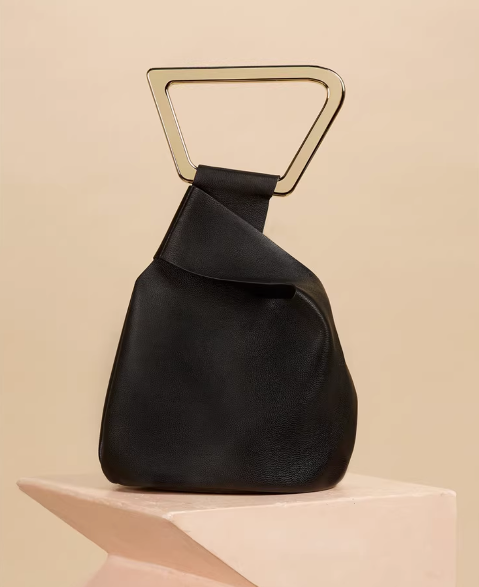 geometric handle leather bucket bag - Fiachna
