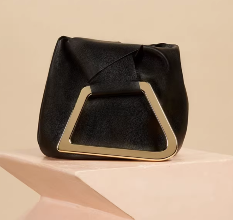 geometric handle leather bucket bag - Fiachna