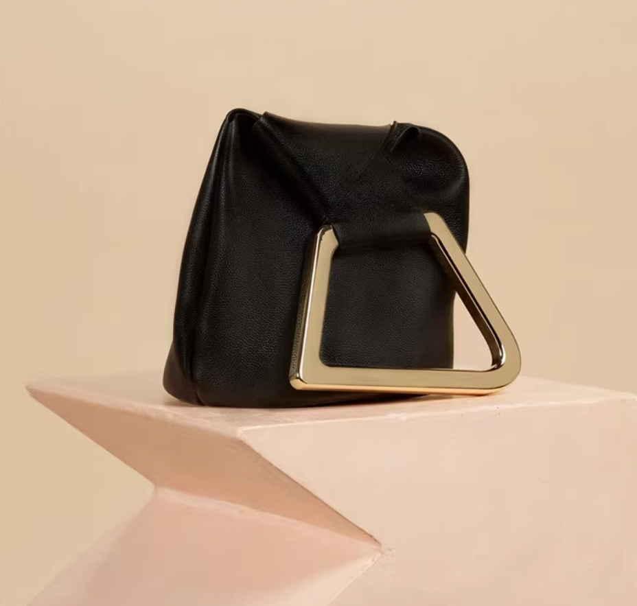 geometric handle leather bucket bag - Fiachna