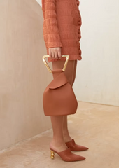 geometric handle leather bucket bag - Fiachna