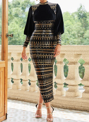 velvet panel bodycon dress with gold sequin stripes – Filipina