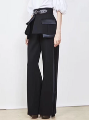 wide-leg tailored pants with layered peplum belt - Filokyho