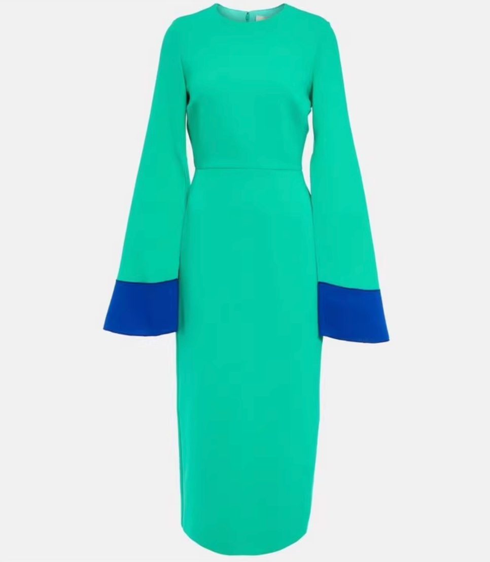 color-block bell-sleeve midi dress – Sherree