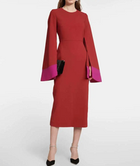 color-block bell-sleeve midi dress – Sherree