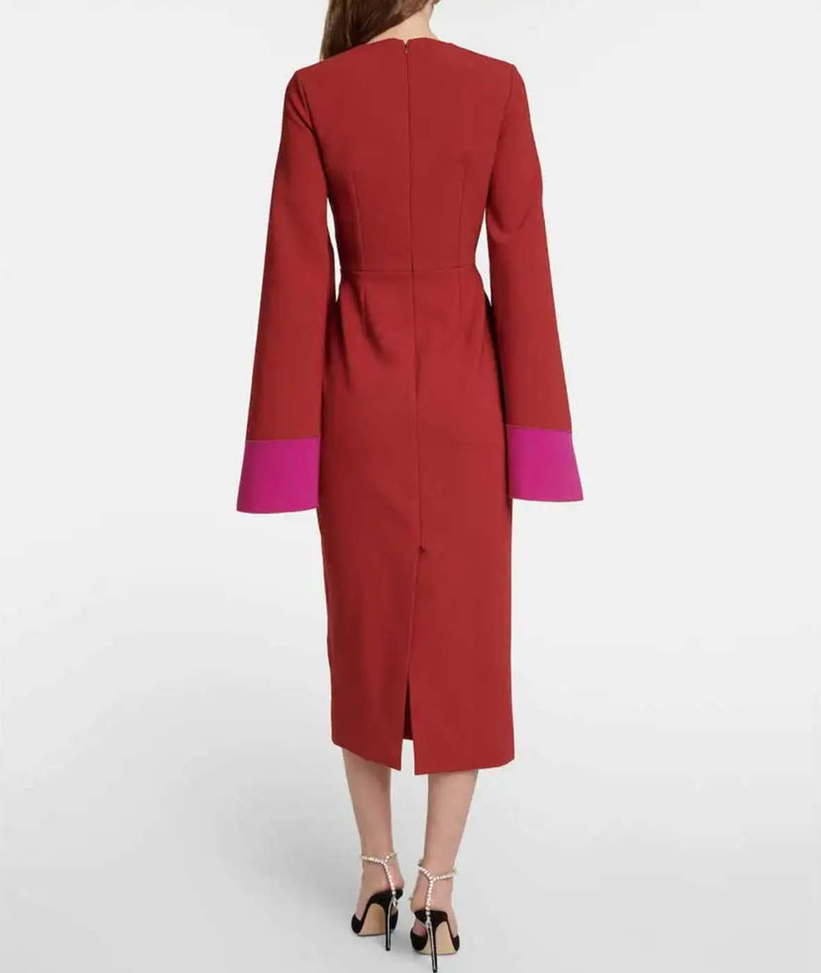 color-block bell-sleeve midi dress – Sherree