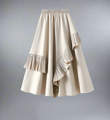 asymmetrical midi skirt with pleated ruffle trim - Firouzeh