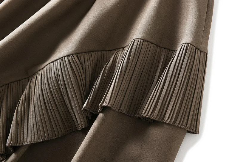 asymmetrical midi skirt with pleated ruffle trim - Firouzeh