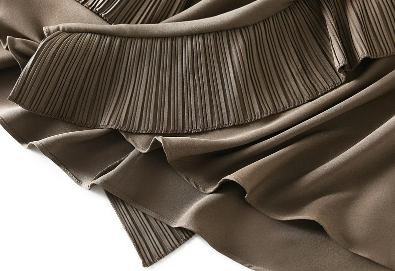 asymmetrical midi skirt with pleated ruffle trim - Firouzeh