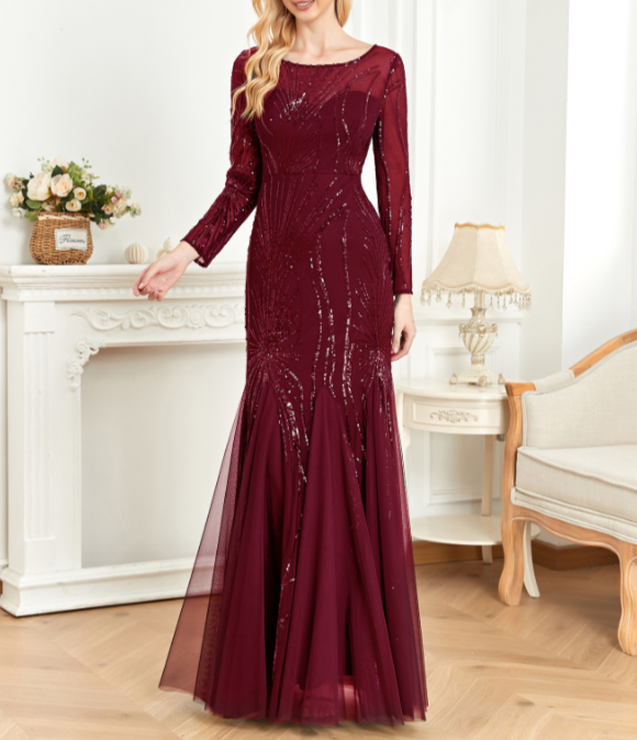 sequined mermaid gown with starburst pattern – Fistwqh