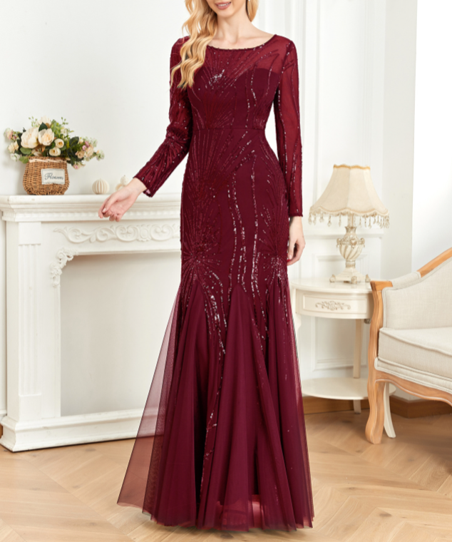 sequined mermaid gown with starburst pattern – Fistwqh