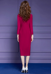 button-trim midi dress with floral appliqué – Florens