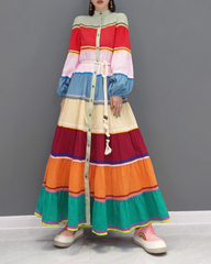 multicolor tiered maxi shirt dress – Flwkbhg