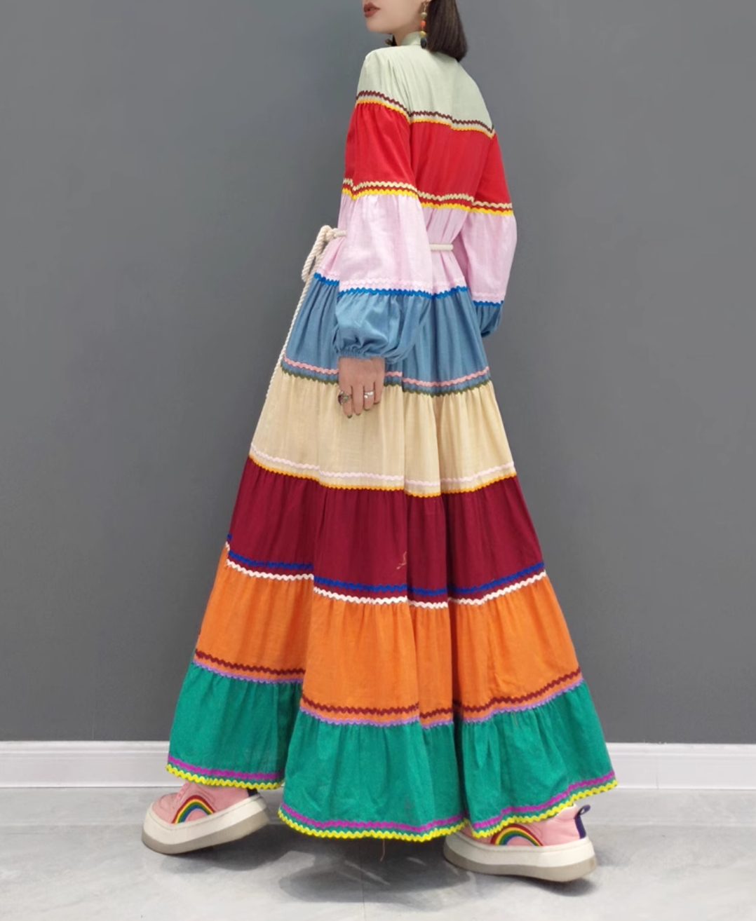 multicolor tiered maxi shirt dress – Flwkbhg