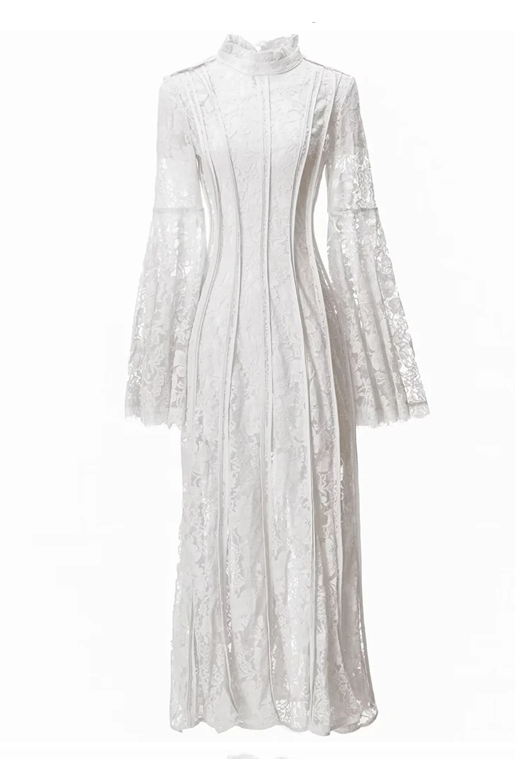 lace flared-sleeve maxi dress – Furoozan