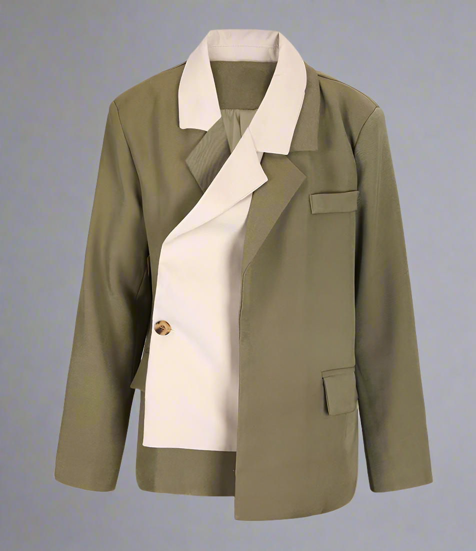 asymmetric two-tone blazer with layered lapel - Fyiynfcf