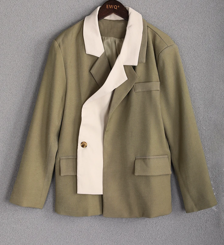 asymmetric two-tone blazer with layered lapel - Fyiynfcf