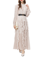 printed ruffle-trim maxi dress – Fyqttvs