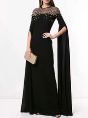embellished cape-sleeve evening gown – Sherita