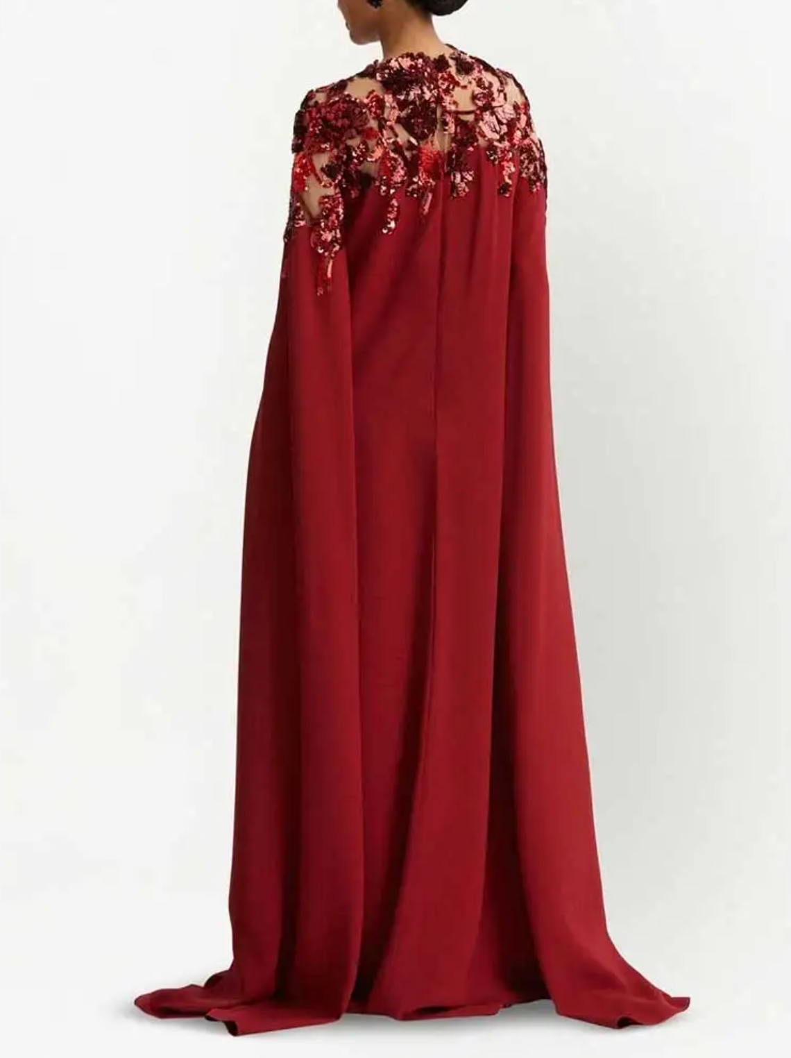 embellished high-neck cape gown – Gonal