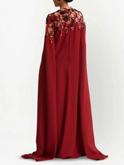 embellished high-neck cape gown – Gonal