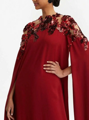 embellished high-neck cape gown – Gonal