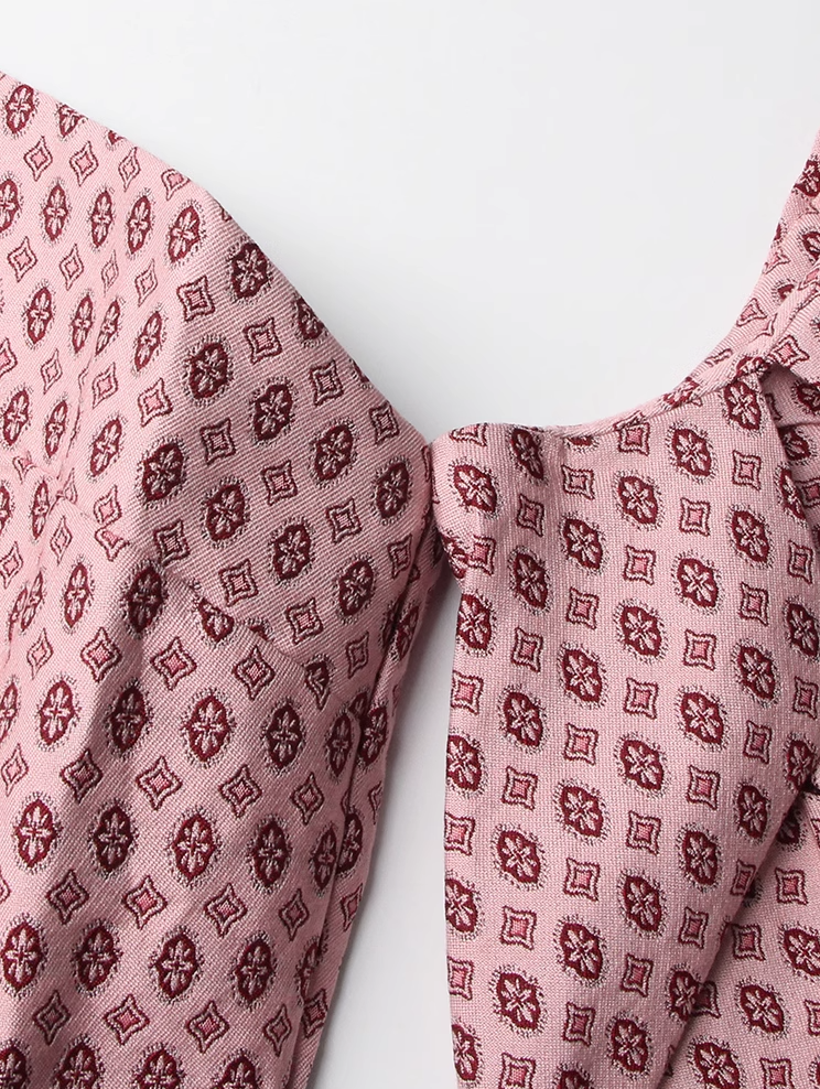 one-shoulder patterned crop top with flared sleeve - Gaxsad