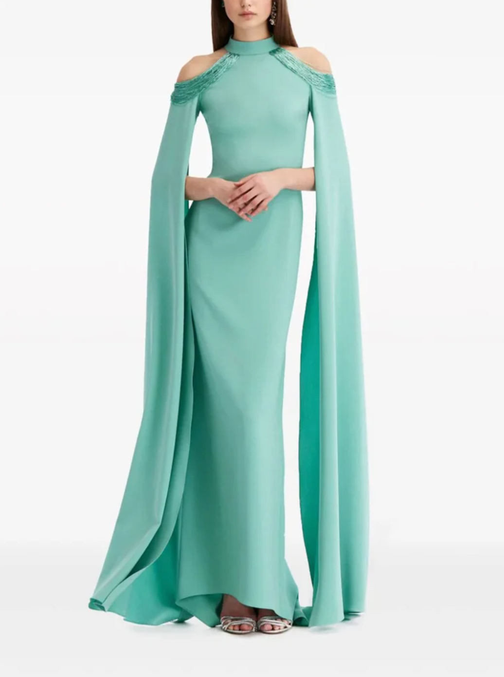 cold-shoulder cape gown – Rosal
