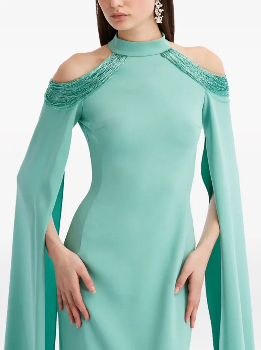 cold-shoulder cape gown – Rosal