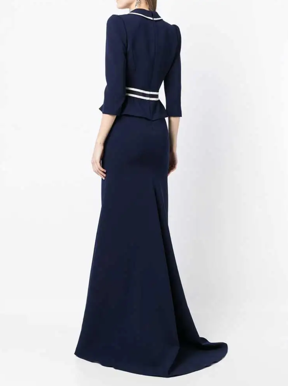 embellished-button peplum gown – Noorel