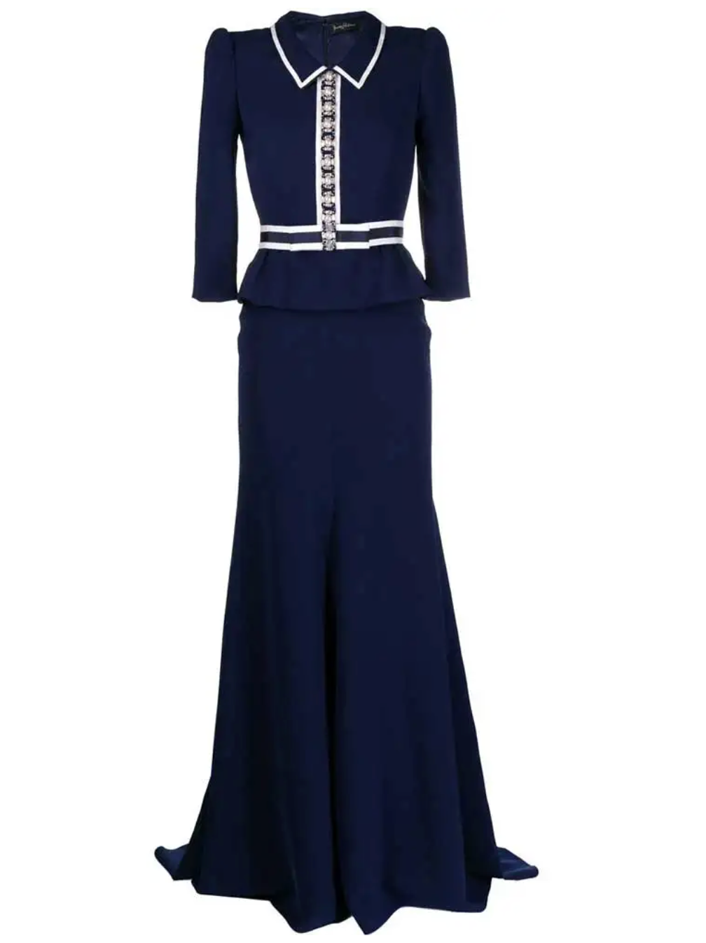 embellished-button peplum gown – Noorel