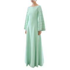 Bell-sleeve gown with crystal embellishments – Hoolen
