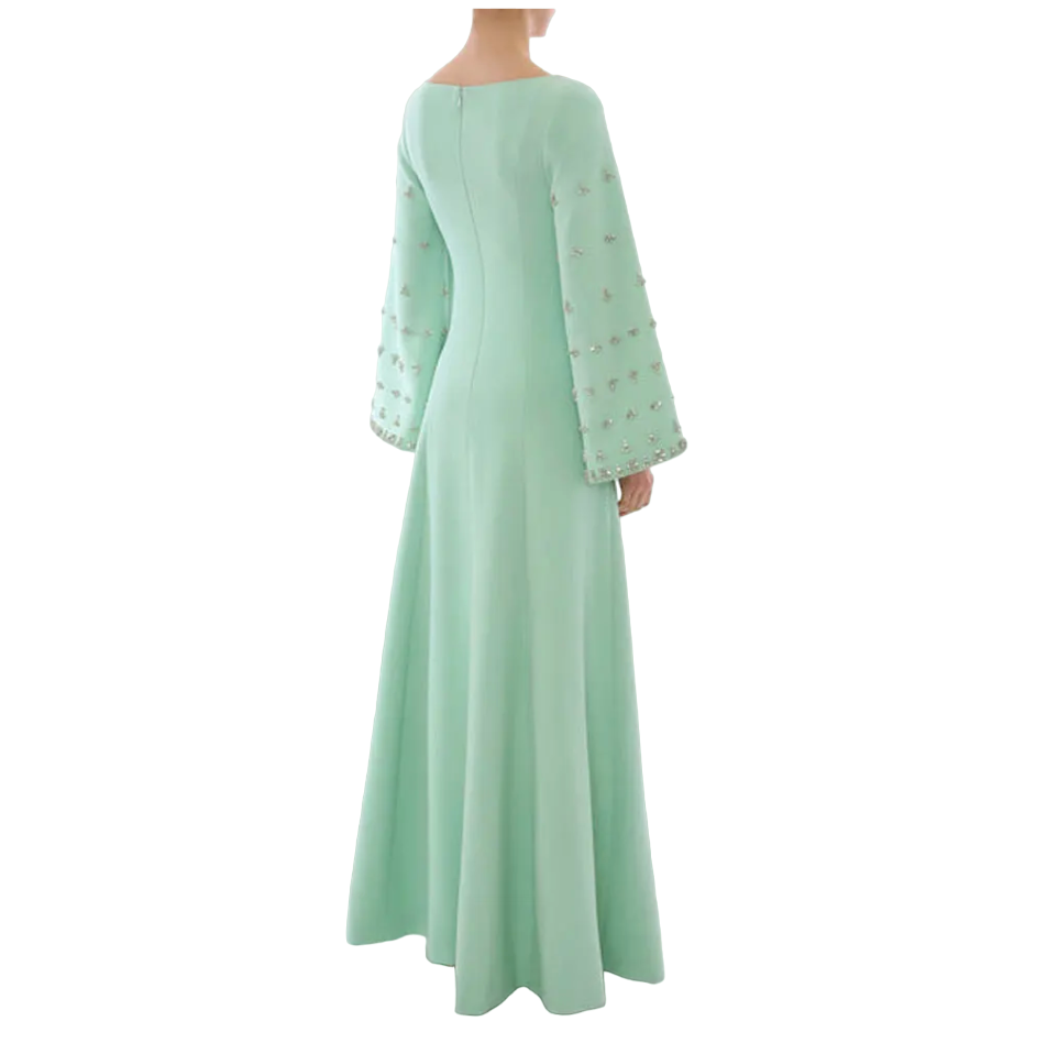 Bell-sleeve gown with crystal embellishments – Hoolen