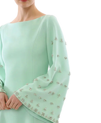 Bell-sleeve gown with crystal embellishments – Hoolen