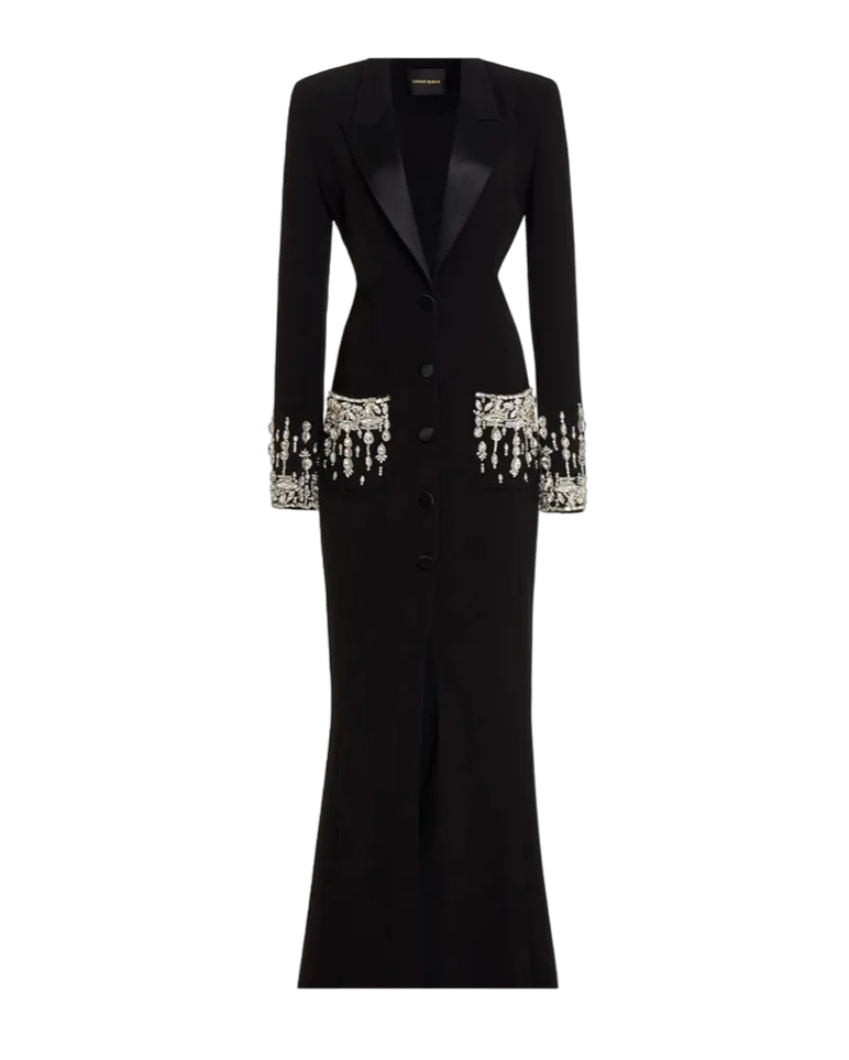 Tailored Blazer dress with beaded pockets/cuffs - MOLLEN