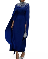 crystal-embellished cape gown – Zurielle