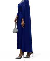 crystal-embellished cape gown – Zurielle