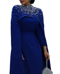 crystal-embellished cape gown – Zurielle