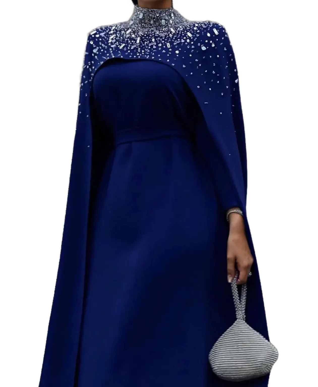 crystal-embellished cape gown – Zurielle