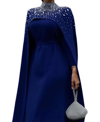crystal-embellished cape gown – Zurielle