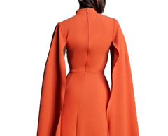 square-neck cape gown with floral appliqués – Ziyon