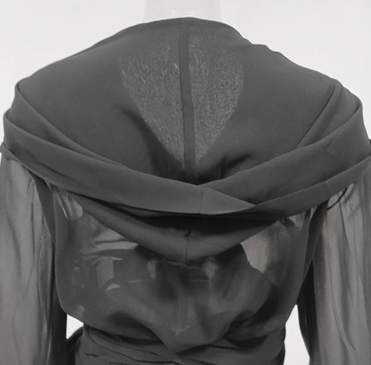 sheer wrap blouse with draped hood - Gaynor