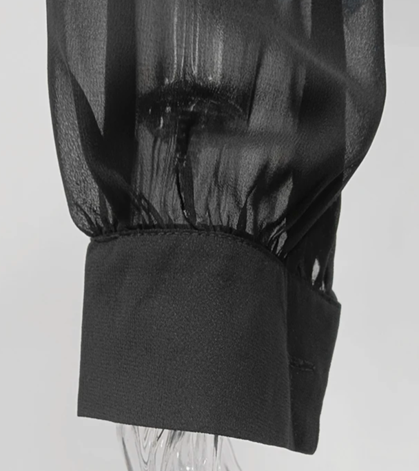 sheer wrap blouse with draped hood - Gaynor