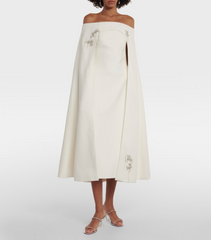 Off-shoulder midi cape dress with crystal accents – Zehava