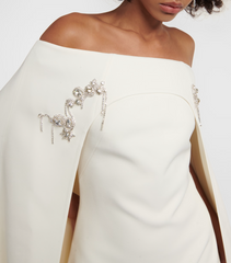 Off-shoulder midi cape dress with crystal accents – Zehava