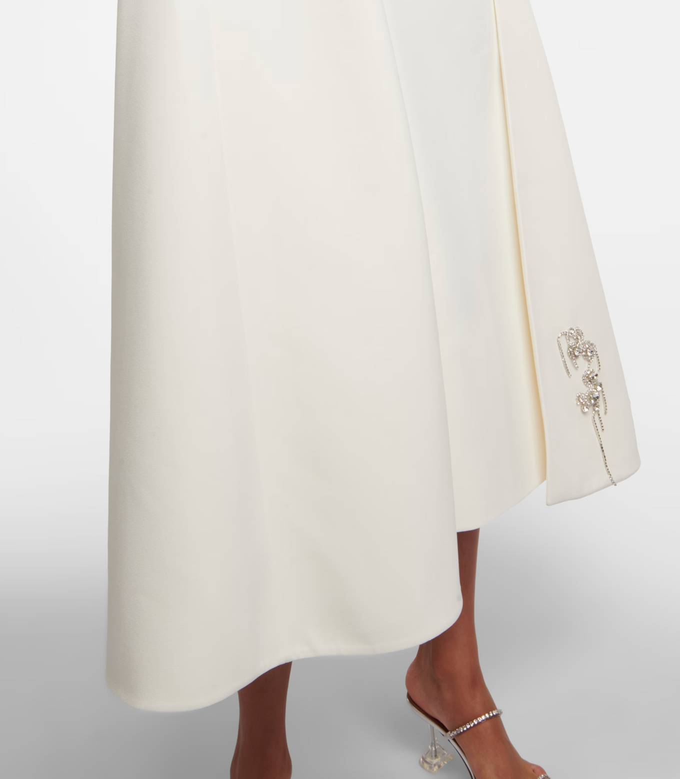 Off-shoulder midi cape dress with crystal accents – Zehava
