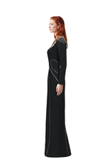 Embellished shoulder gown with curved seaming – Zaslen