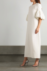 Puff-sleeve gown with pearl shoulder detail – Oljen