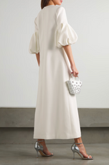 Puff-sleeve gown with pearl shoulder detail – Oljen