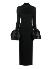 High-neck gown with oversized satin cuffs – Gioconda